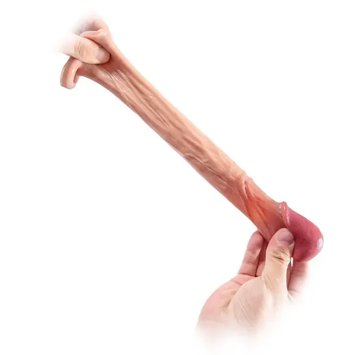 CS08: 6.3" x 1.6" Large Glans Penis Sleeve With Ball Loop Support & Pronounced Veins