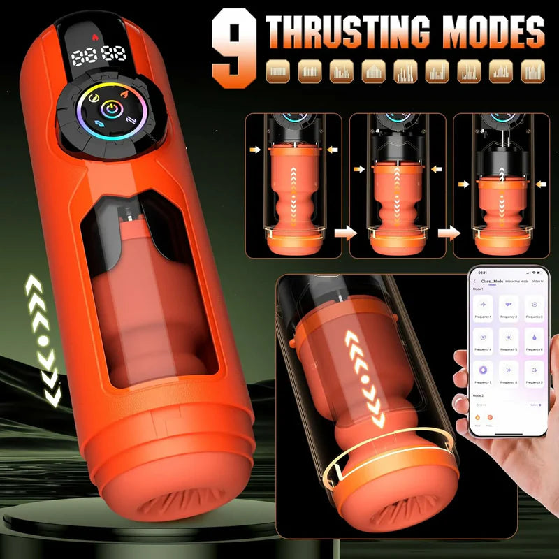 XT12: 5 in 1 Automatic Stroker Thrusting Sucking Vibrating Heating & App Control