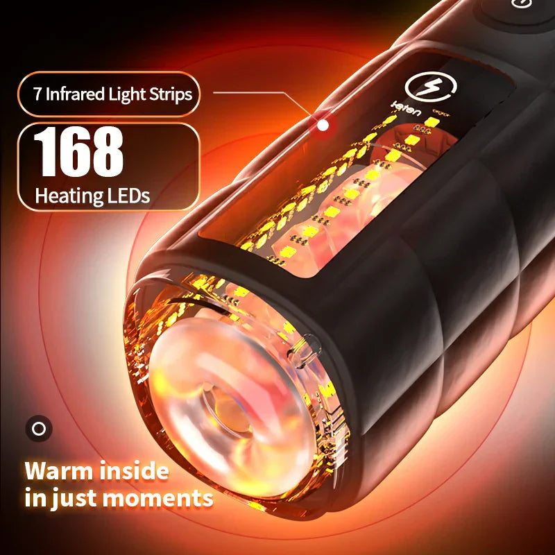 Leten Zero Gravity: Luxury 168-LED Light-Heating Auto Stroker with Vibration
