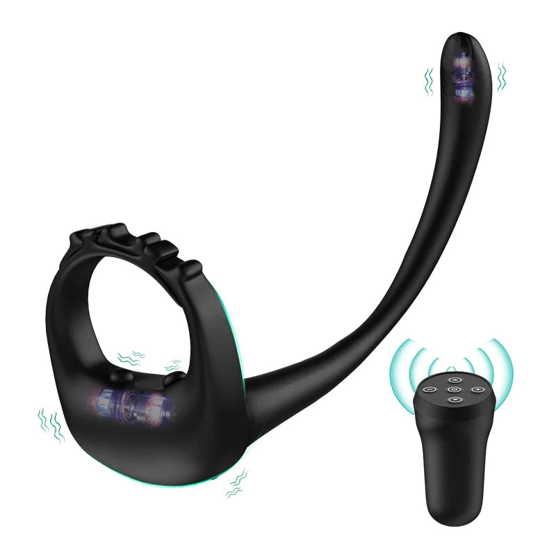 PR4: Remote Control Cock Ring 3-in-1 Prostate Massager with Adjustable Strap