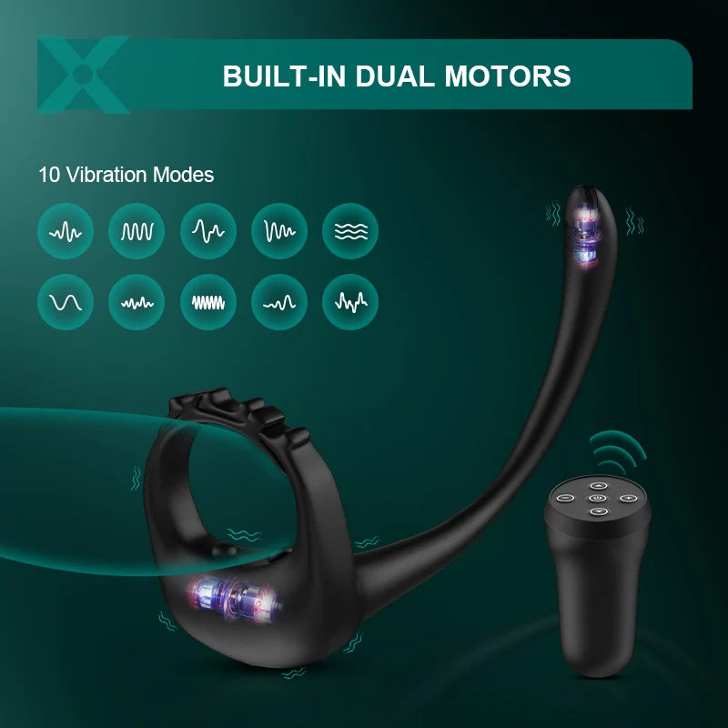 PR4: Remote Control Cock Ring 3-in-1 Prostate Massager with Adjustable Strap