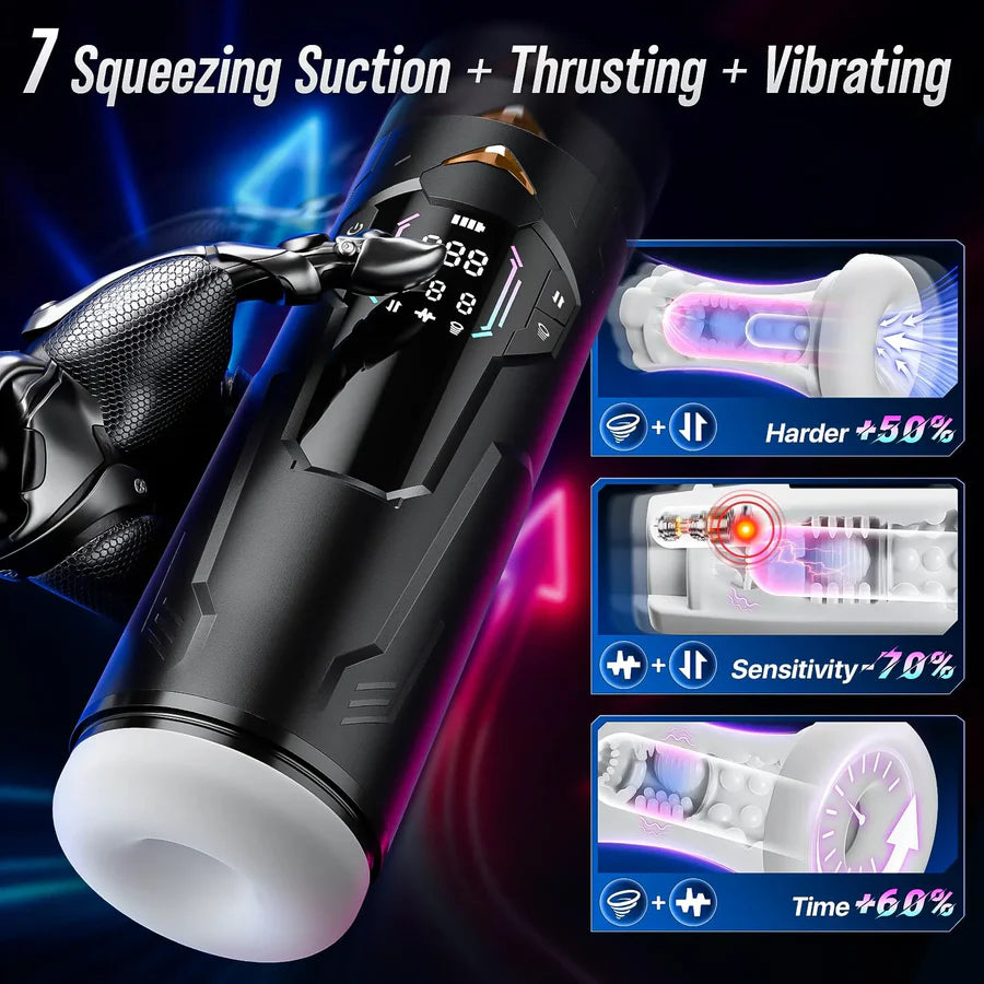XT4 Hands-Free Masturbator: Squeeze-Sucking Thrusting Vibrating
