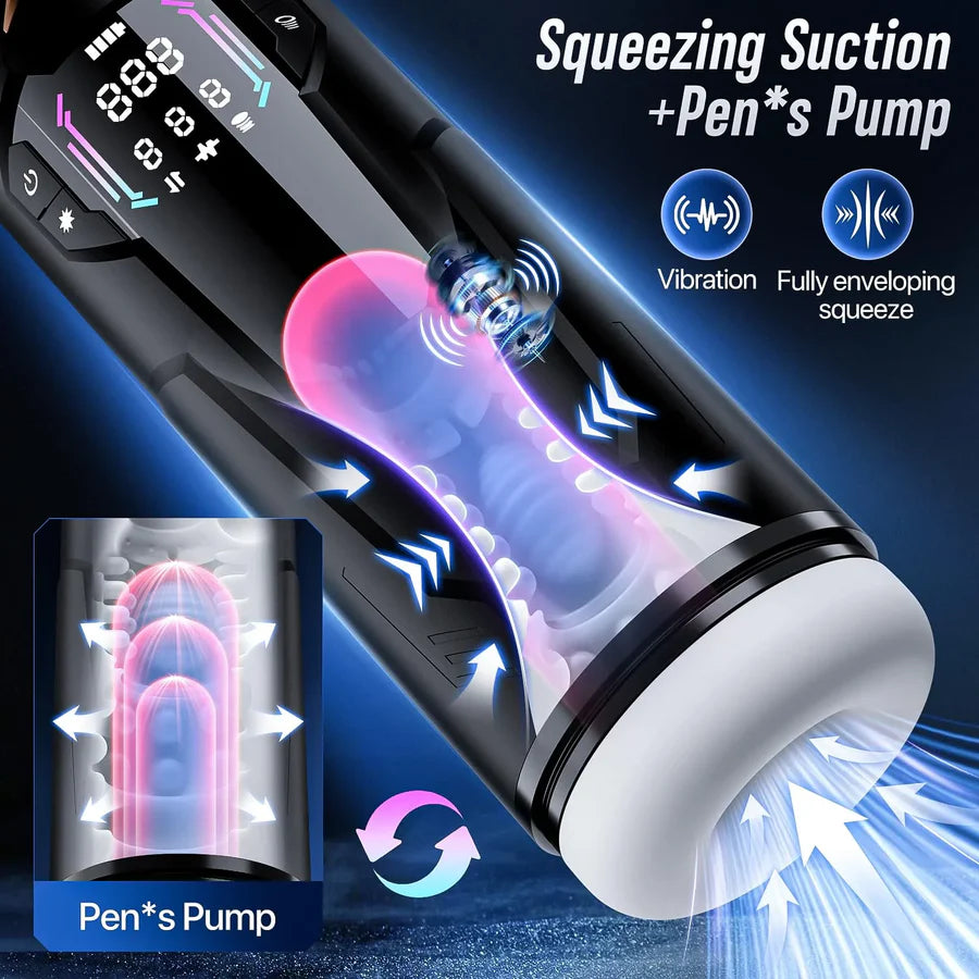 XT4: Hands-Free Masturbator Squeeze-Sucking Thrusting Vibrating