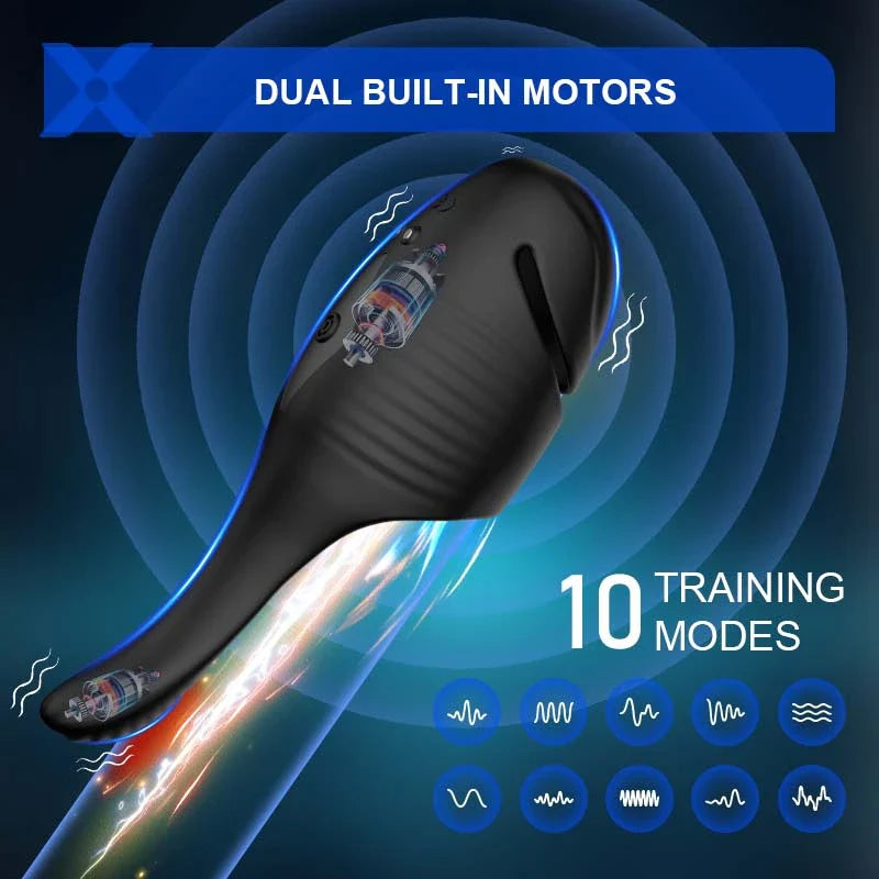 XG2: Penis Vibrator Dual-Motor Glans Trainer with Stimulating Tail