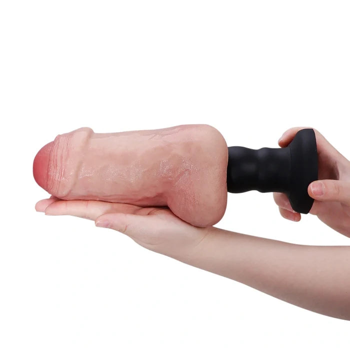 PU80: Silicone Pocket Stroker 7.3" Dildo Design with Anal Channel for Gay