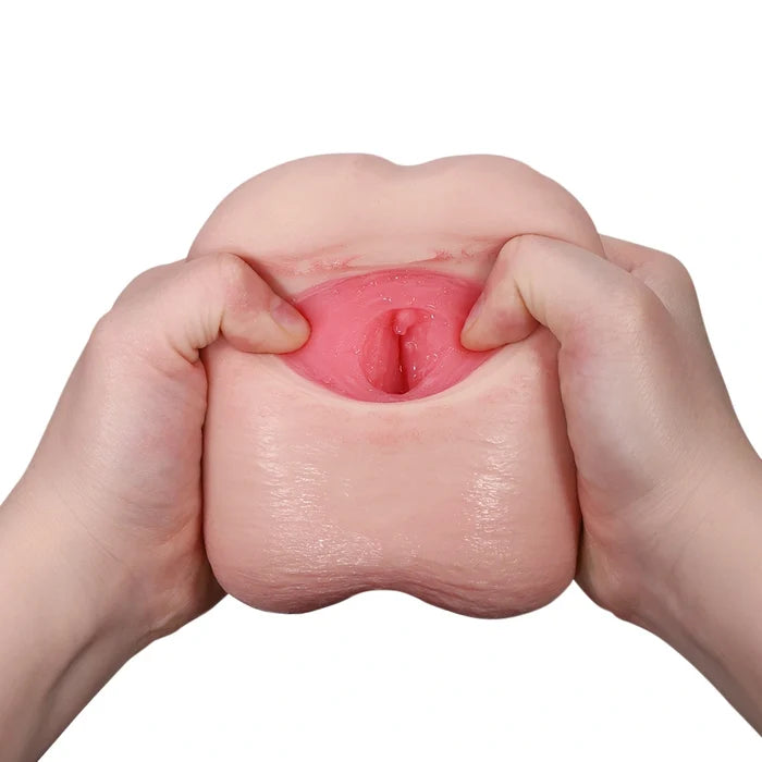 PU80: Silicone Pocket Stroker 7.3" Dildo Design with Anal Channel for Gay