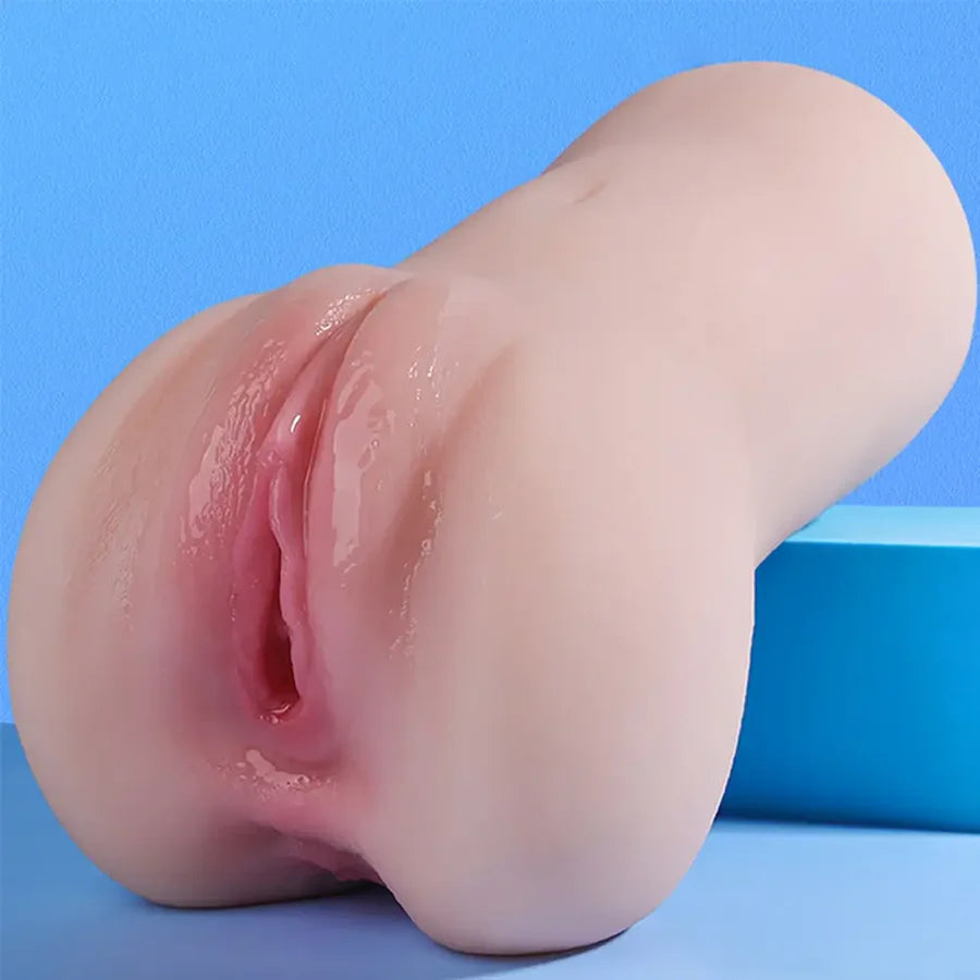 PU73: TPE Pussy Stroker 6.7" Realistic Dual-Channel Vaginal & Anal
