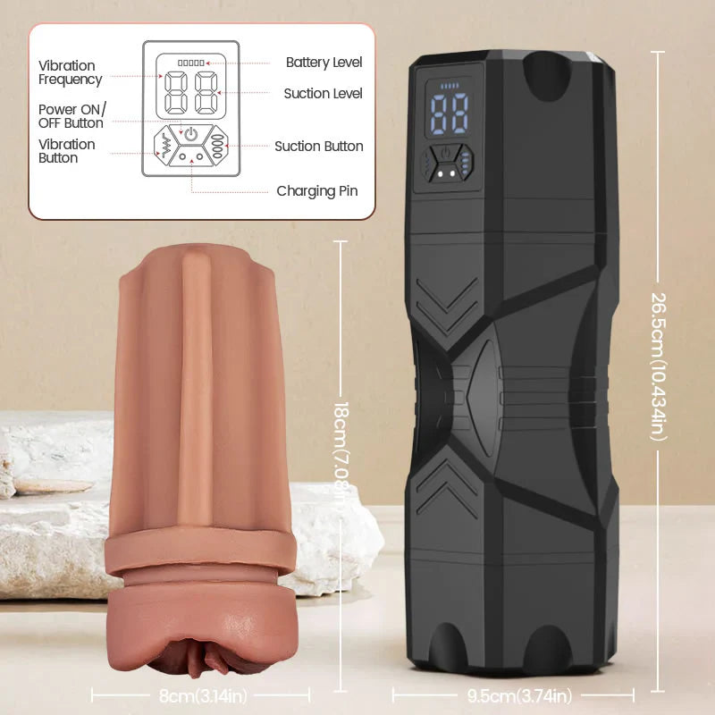 XV10: Realistic Masturbator Vacuum Suction Vibrating & Waterproof
