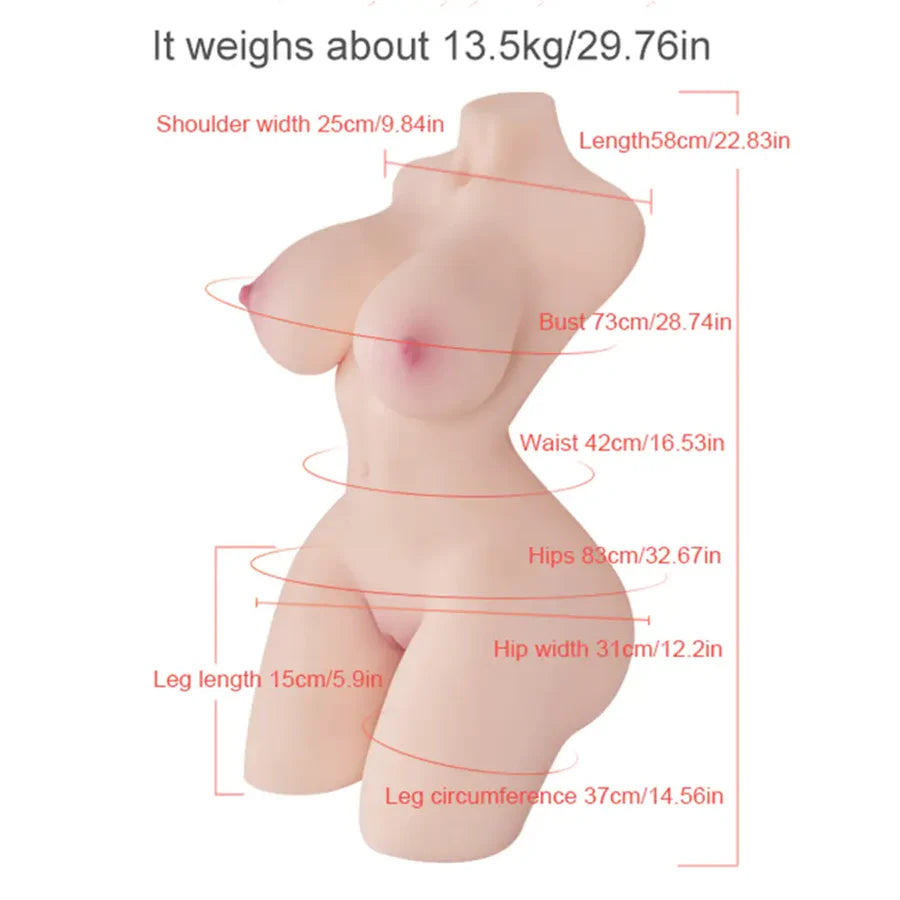 Zenobia TPE Sex Torso: 13.5kg (29.7lb) Gel-Filled Breasts & Built-in Skeleton