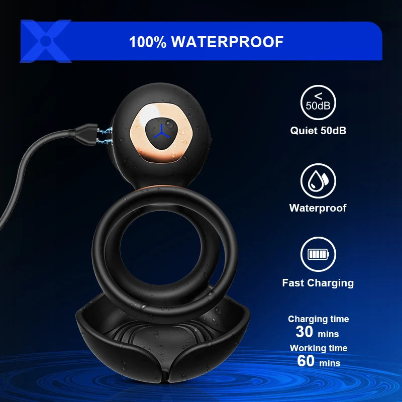PR5: Vibrating Cock Ring 3-in-1 Dual-Ring with Scrotal & Clitoral Stimulator