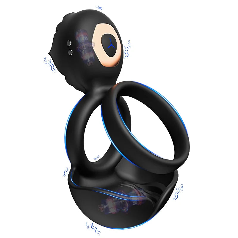 PR5: Vibrating Cock Ring 3-in-1 Dual-Ring with Scrotal & Clitoral Stimulator