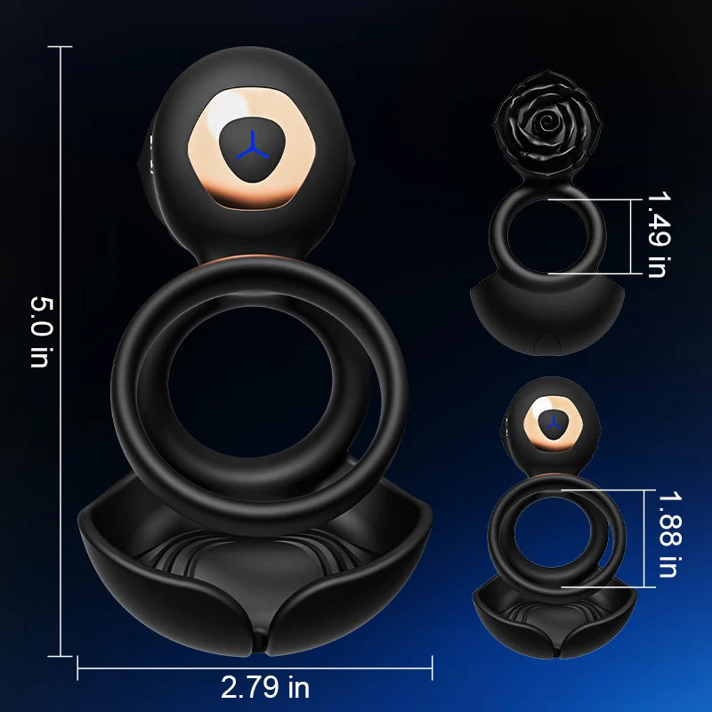 PR5 Vibrating Cock Ring: 3-in-1 Dual-Ring with Scrotal & Clitoral Stimulator