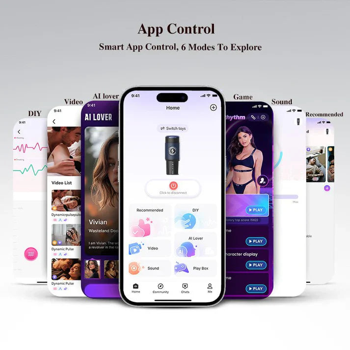 XT8 Max: Infrared Heat Auto Stroker with 3 Interchangeable Sleeves & App