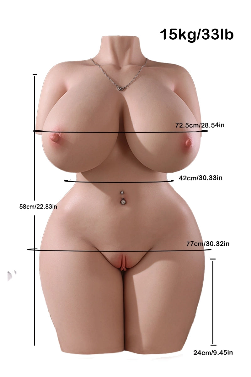 Dinah: BBW Silicone Sex Torso 15kg (33lb) Gel Breasts & Dual Tunnels