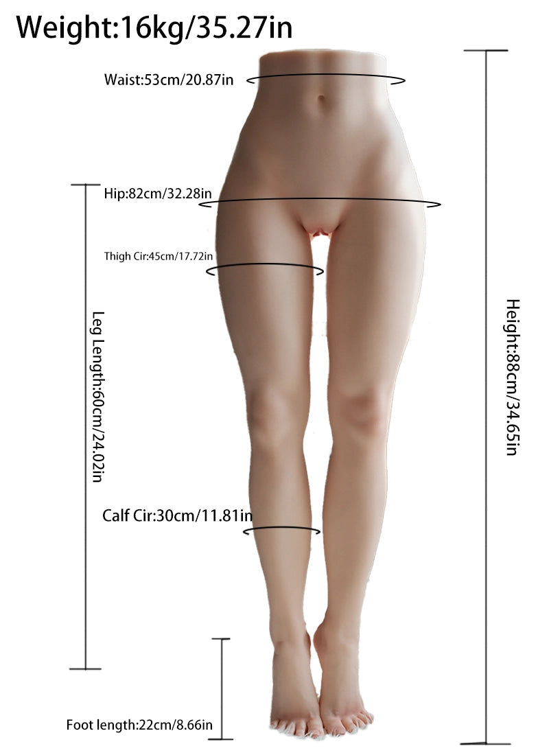 Doris: Platinum Silicone Sex Torso 16kg (35.27lb) Ballerina Legs & Realistic Feet