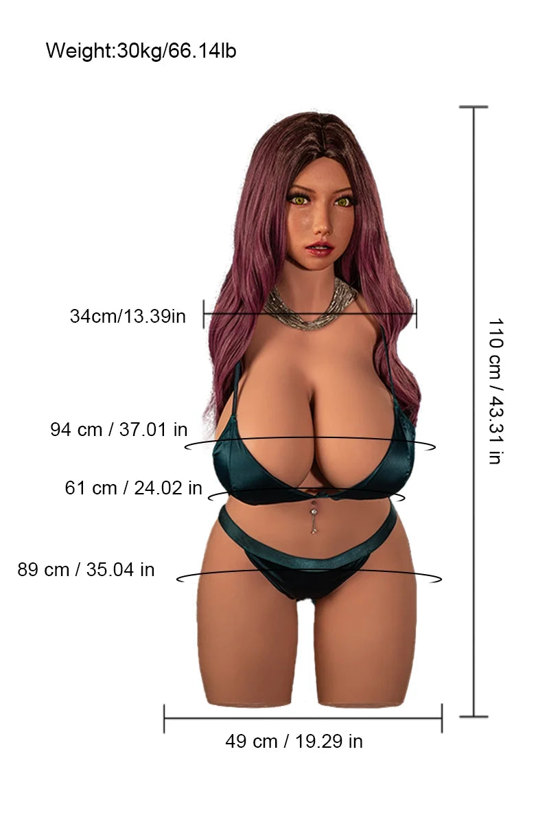 Fukada: Heavyweight TPE Sex Torso 30kg (66.14lb) Silicone Head & Massive Gel Breasts
