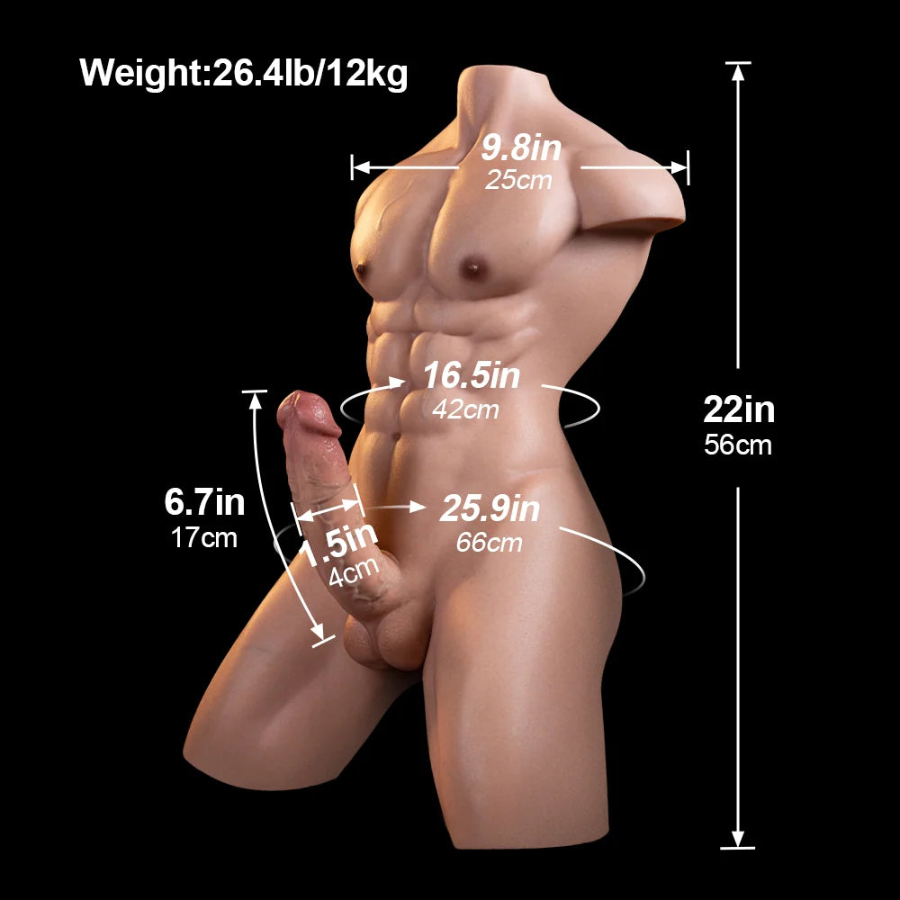 Lucas: Muscular Silicone Male Sex Torso 12kg (26.5lb) Flexible Dildo