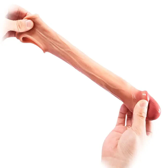 CS06: 7.3" x 1.77" Realistic Silicone Penis Sleeve with Stretch Ring, Textured Veins