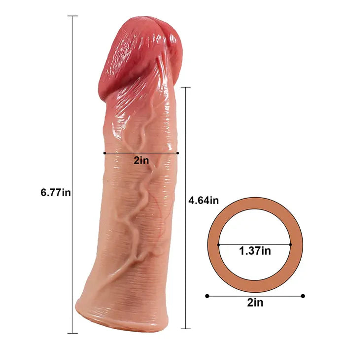CS07: 6.77" x 2" Realistic Big Glans Penis Sleeve Extra Length & Girth