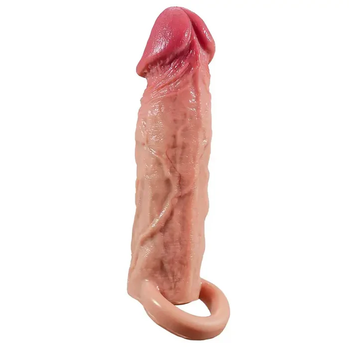 CS08: 6.3" x 1.6" Large Glans Penis Sleeve With Ball Loop Support & Pronounced Veins