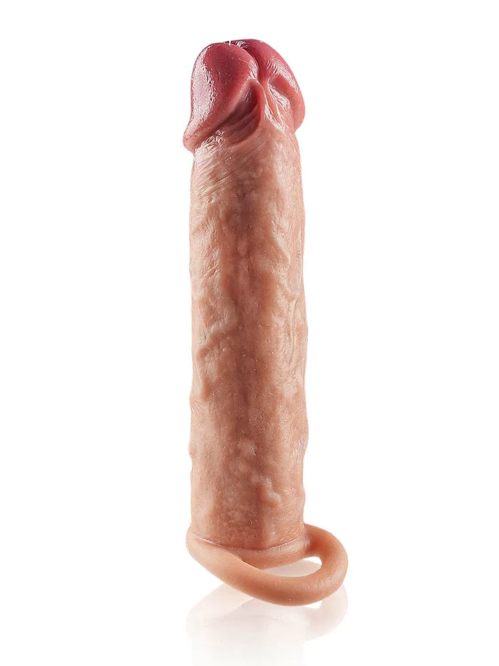 CS15: 7.5" x 2" Silicone Penis Sleeve Extension with Silicone & Stretch Ring