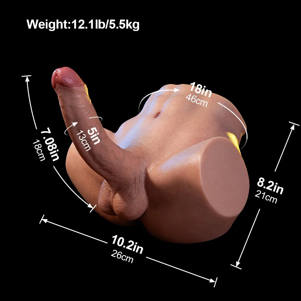 Kane: Platinum Silicone Male Sex Torso 5.5kg (12.1lb) Dual-Layer Dildo