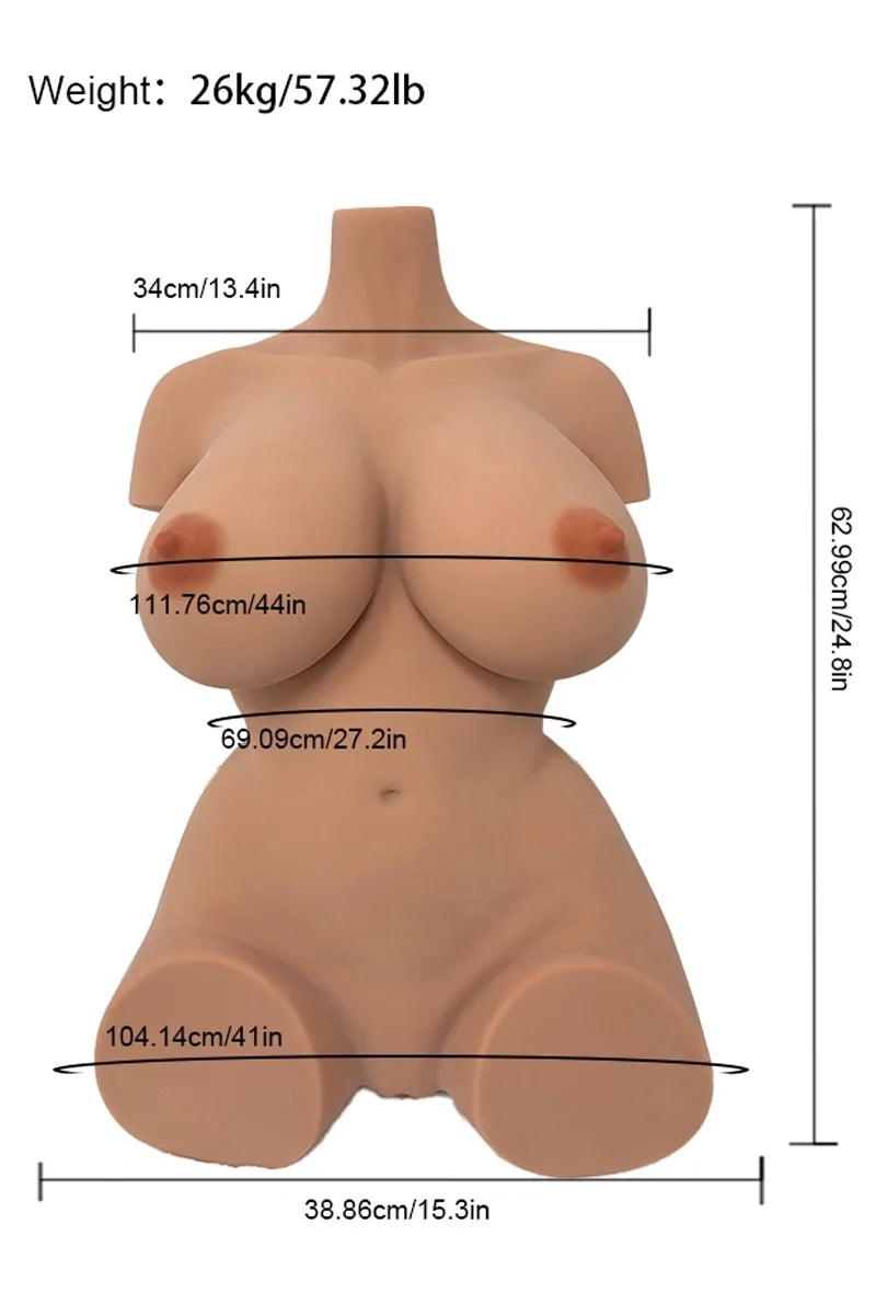 Carina: Tan Skin TPE Sex Torso 30.5kg (67.24lb) Big Gel Breasts & Plump Booty
