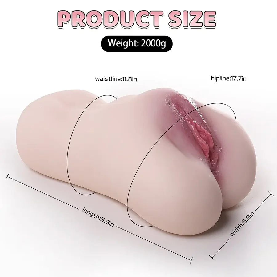 PU10 TPE Artificial Vagina: 9.8" Dual-Channel Vaginal & Anal (2KG)