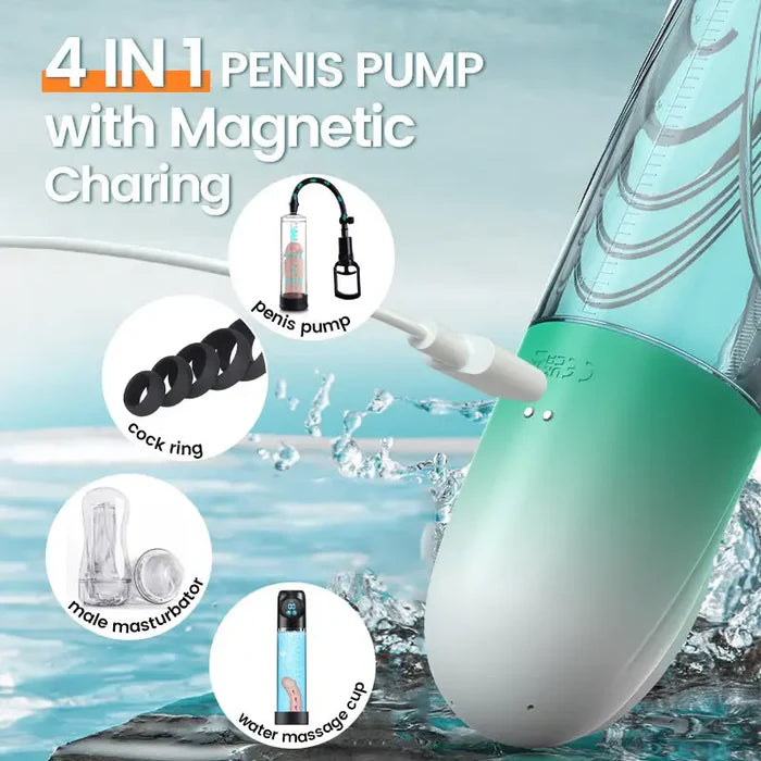 XP14: Automatic Penis Pump with Digital Display 4 Pressure 9 Suction Waterproof