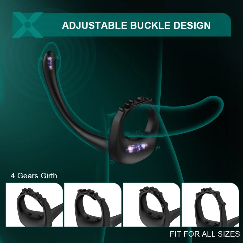 PR4: Remote Control Cock Ring 3-in-1 Prostate Massager with Adjustable Strap