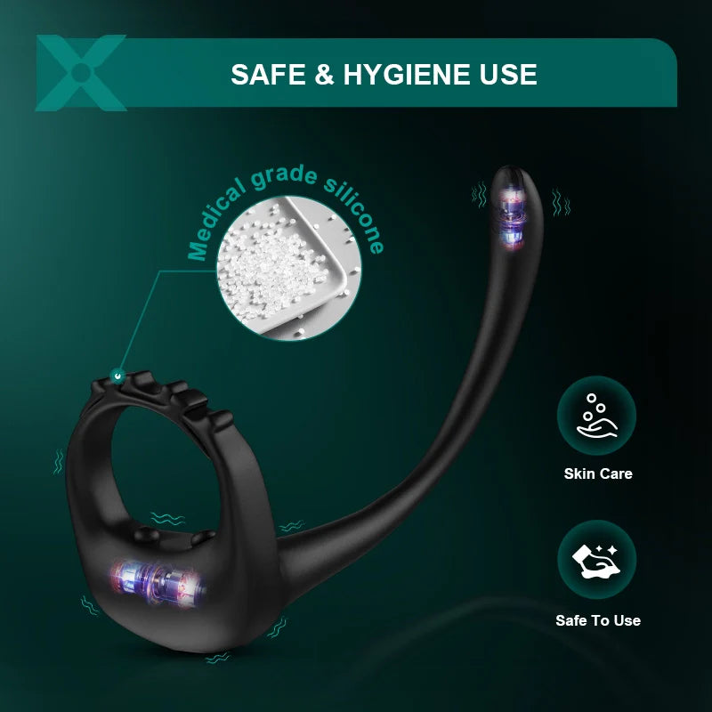PR4: Remote Control Cock Ring 3-in-1 Prostate Massager with Adjustable Strap