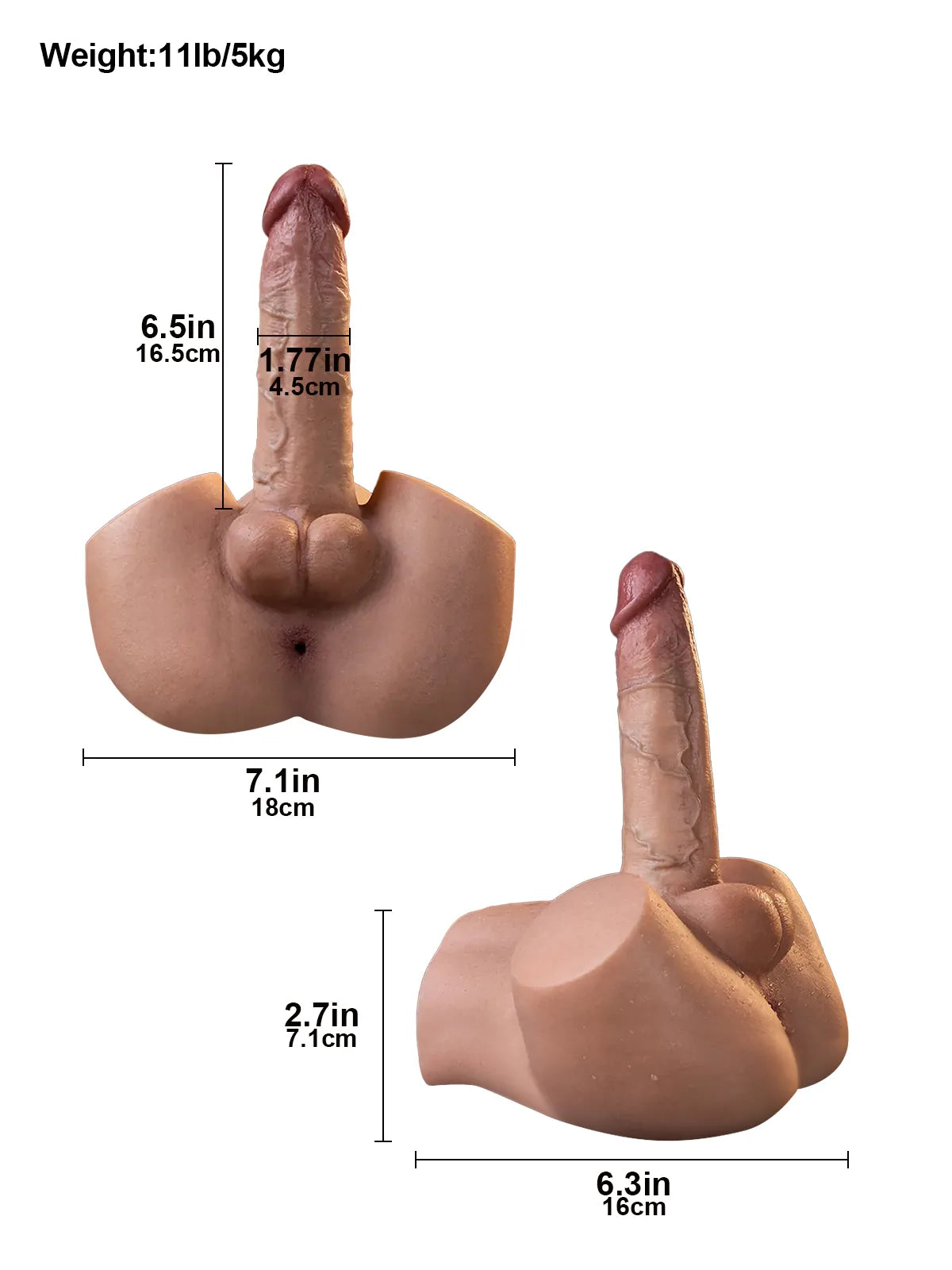 Hunter: Portable Gay Masturbator 2.08kg (4.6lb) Real Dildo, Testes & Anal Channel