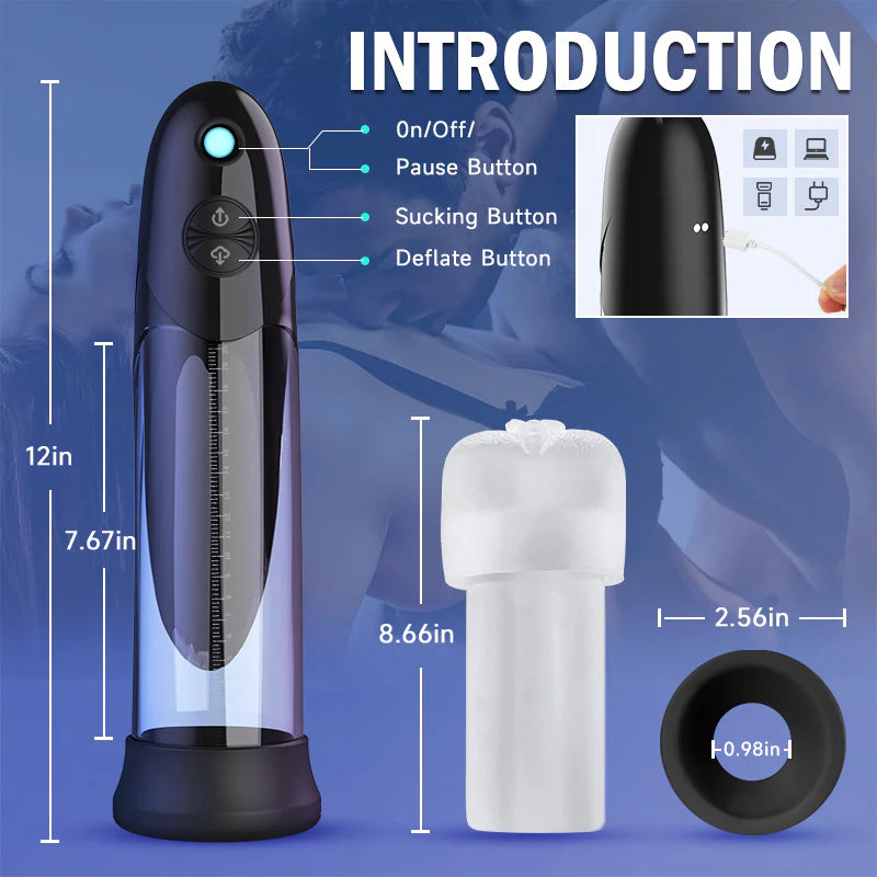 Bathfun Hydro Penis Pump with 3 Suction Modes & Waterproof Design
