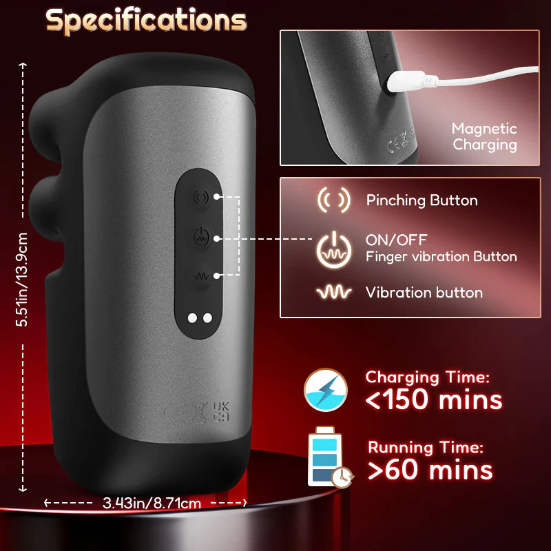 XG21: Male Vibrator 10-Speed Finger-Pinching & Flapping Stimulator