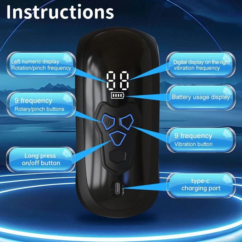 XG10 Male Vibrator Rotating Biting Glans Trainer
