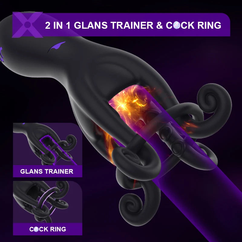 XG11: Hands-Free Octopus Penis Vibrator with C-Ring Support