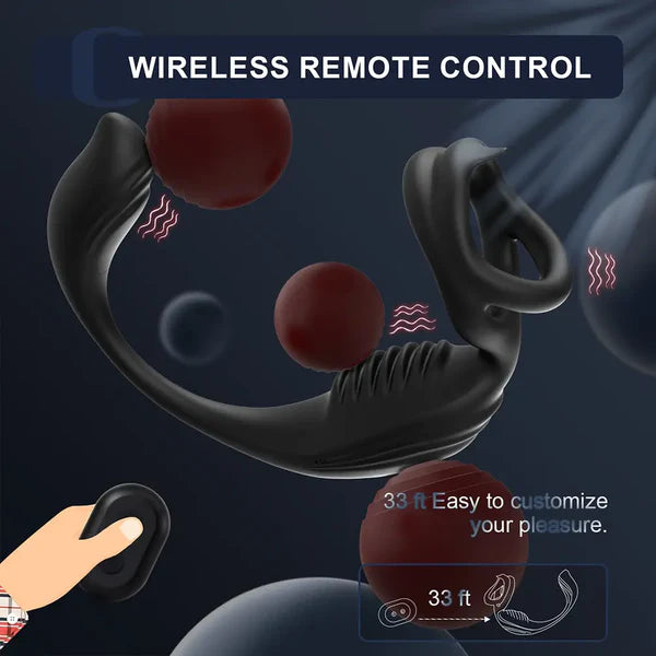 PM5: Prostate Massager Ribbed Dual-Motor Ring with Wireless Remote