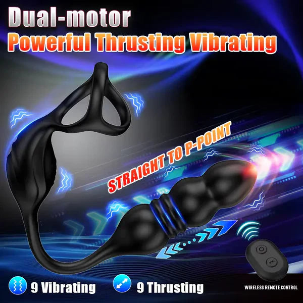 PM6 Prostate Massager: 9 Thrusting Vibrating with Wireless Remote