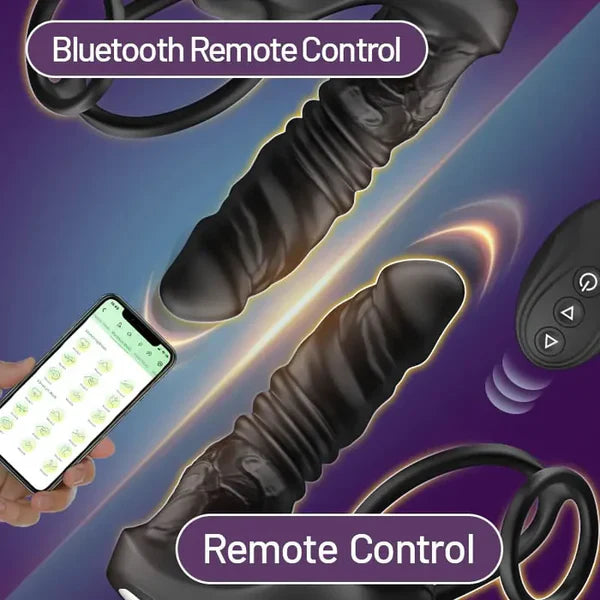 PM7: Prostate Massager 9 Thrusting Vibrating with Dildo Texture Design