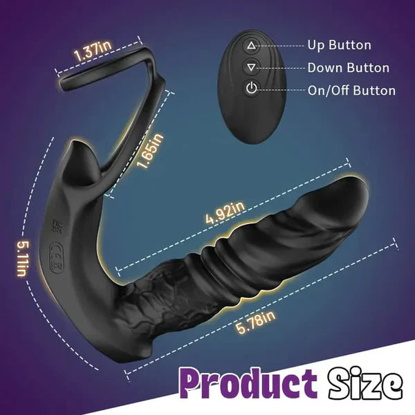 PM7 Prostate Massager: 9 Thrusting Vibrating with Dildo Texture Design
