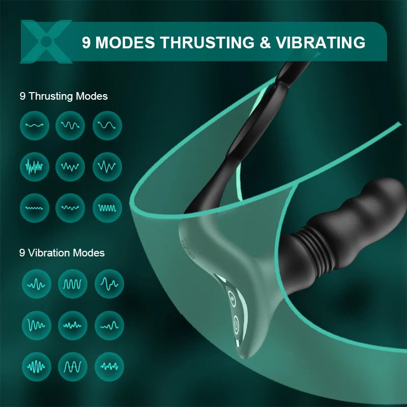 PM9 Prostate Massager 9 Thrusting Vibrating Wireless Remote Control