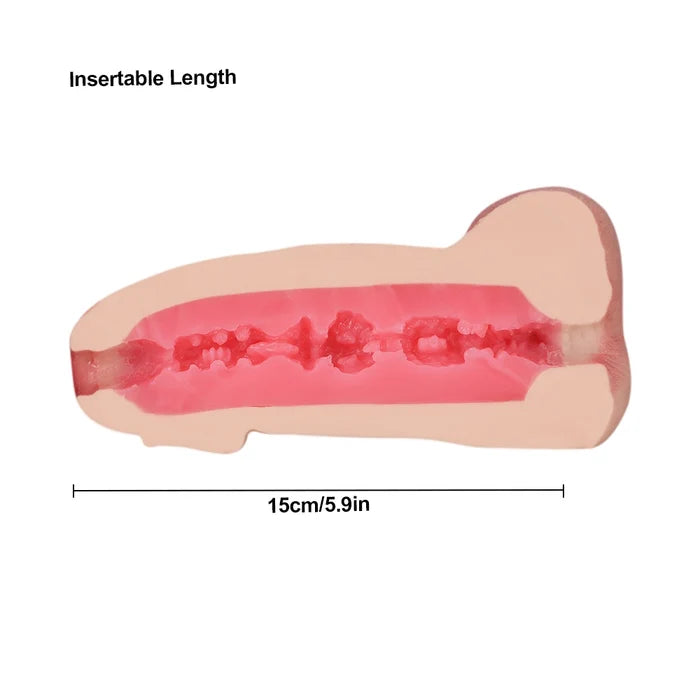 PU80: Silicone Pocket Stroker 7.3" Dildo Design with Anal Channel for Gay