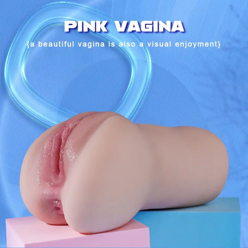 PU73: TPE Pussy Stroker 6.7" Realistic Dual-Channel Vaginal & Anal