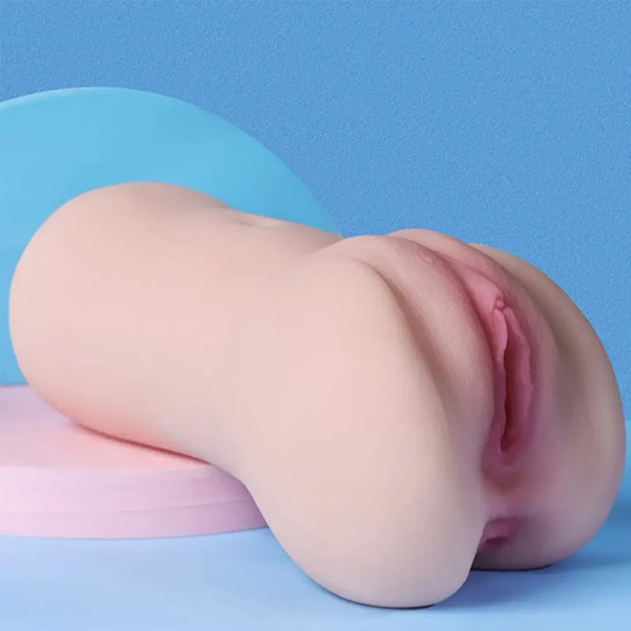 PU73: TPE Pussy Stroker 6.7" Realistic Dual-Channel Vaginal & Anal