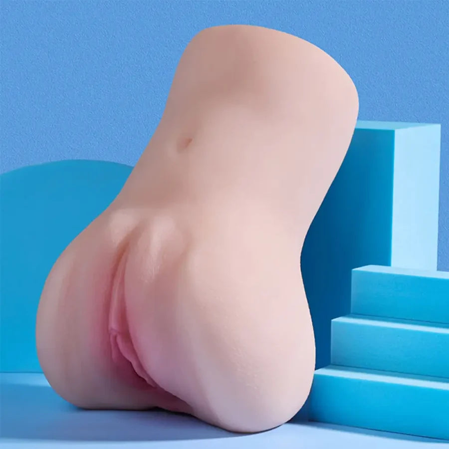 PU73: TPE Pussy Stroker 6.7" Realistic Dual-Channel Vaginal & Anal