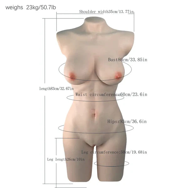 Hailey: Premium Silicone Sex Torso 23.0kg (50.7lb) Toned Breasts & Hyper-Realism