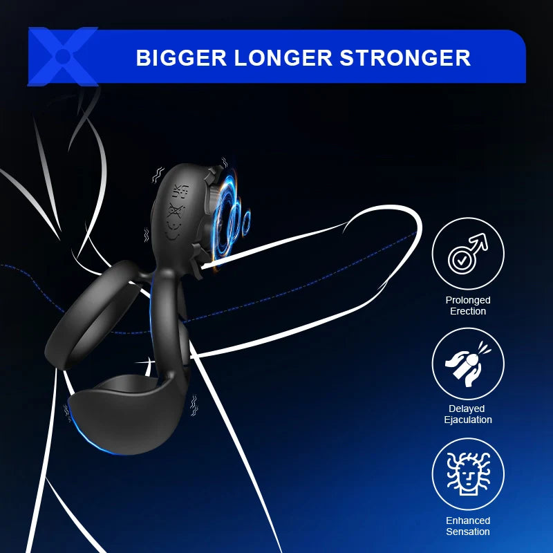 PR5: Vibrating Cock Ring 3-in-1 Dual-Ring with Scrotal & Clitoral Stimulator