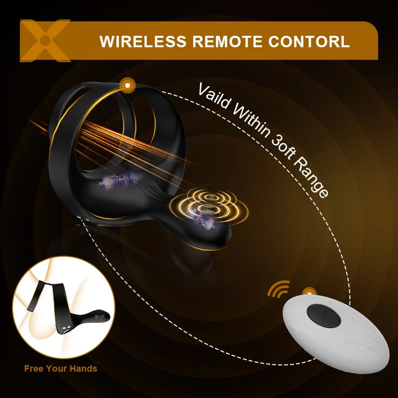 PR6: Remote Cock Ring 3-in-1 Parallel Ring with Finger-Shaped Taint Stimulator