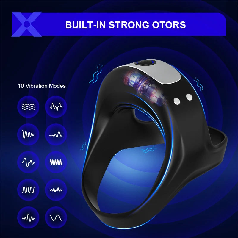 PR7 Vibrating Cock Ring: Dual-Ring Triangular Support for Endurance