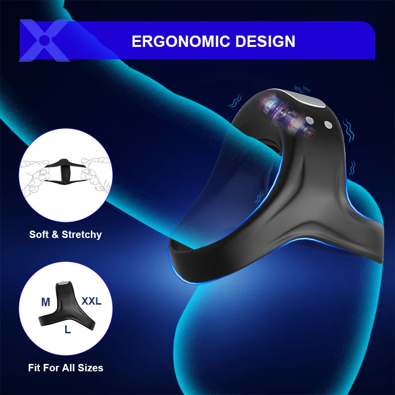 PR7 Vibrating Cock Ring: Dual-Ring Triangular Support for Endurance